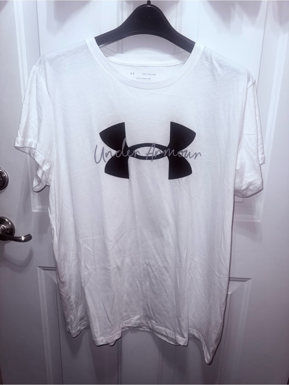 Under Armour White Short Sleeve Tee with Black Logo XXL